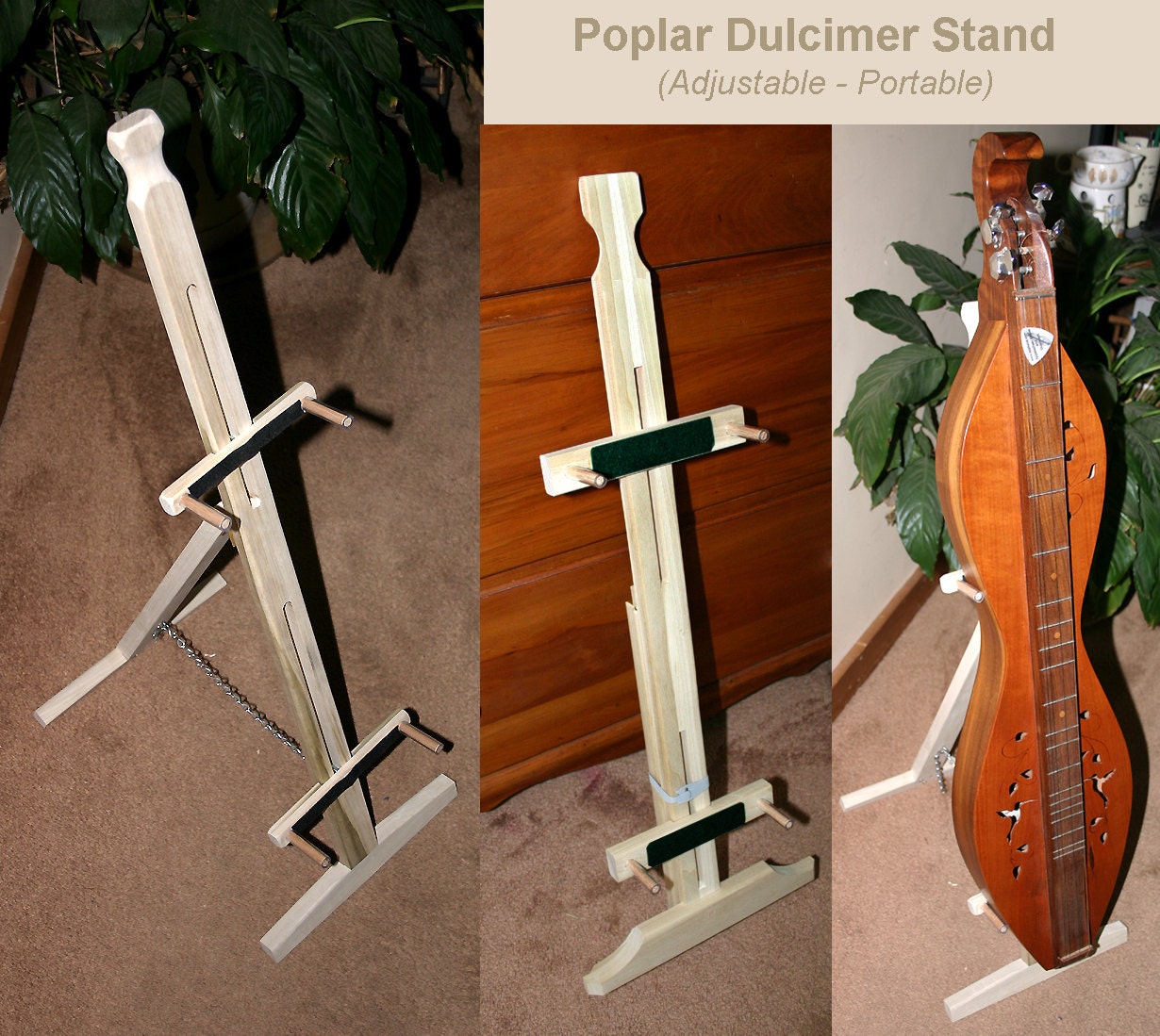 Hand-Made Mountain Dulcimer Folding Stand With Optional