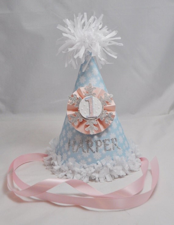Girl Snowflake Party Hat- 1st Birthday- Winter Onederland Il_570xn