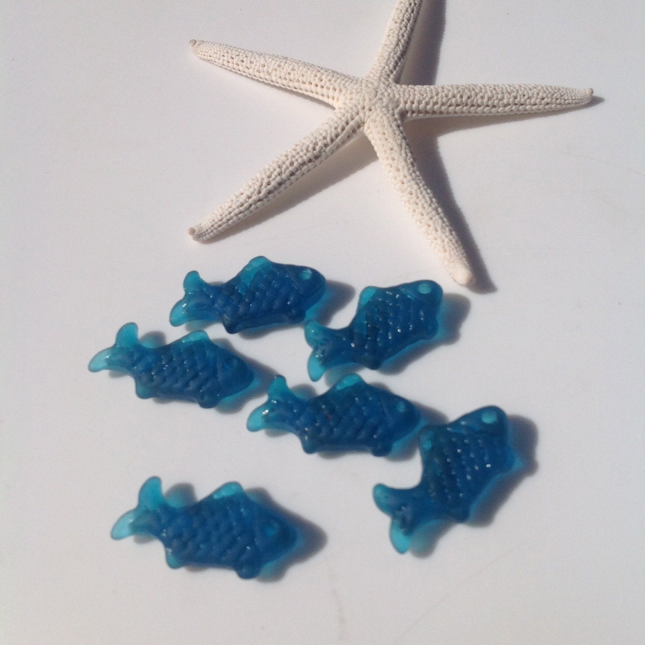 Sea Glass Bead teal beach glass fish Seaglass Glass Bead