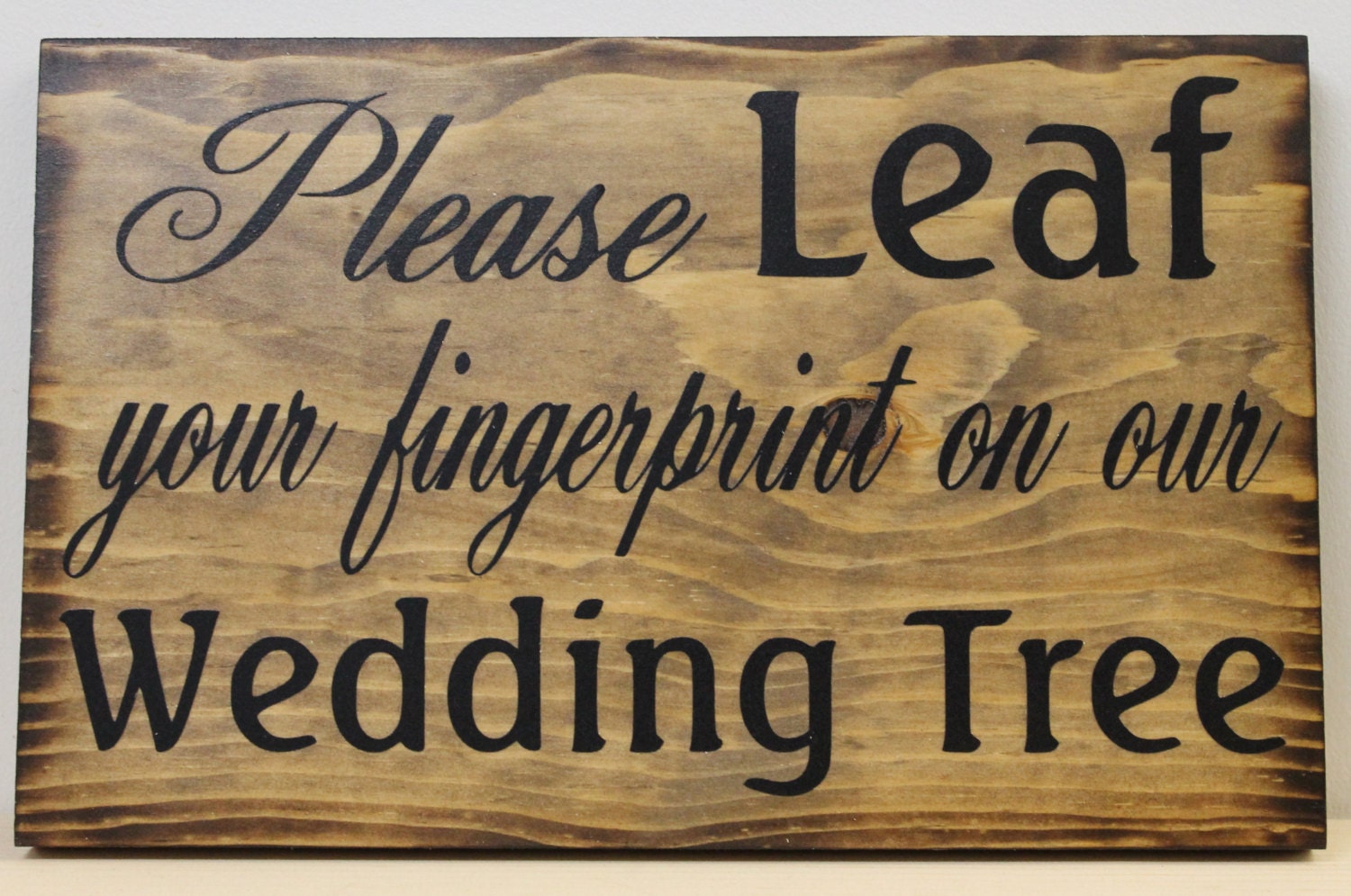 Rustic Wedding Sign Please Leaf your fingerprint on our Wedding Tree Reception Gift Table Guest book Country weddings
