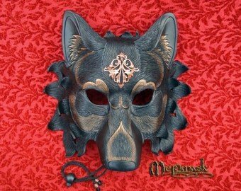 Venetian Rabbit Mask V4... handmade leather rabbit by Merimask