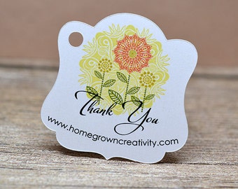 Yellow Sunflower Floral Sun Customized Personalized Thank You Gift Tags Hang Tags Product Display Card