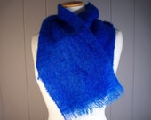 Vintage scarf/ Mohair Scarf / Electric blue scarf/ wool scarf / Men,women,winter,holiday gift