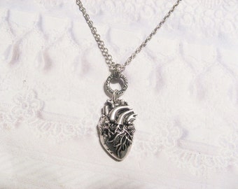 Silver Heart Necklace - The ORIGINAL Corazon ANATOMICAL HEART Necklace - Jewelry by BirdzNbeez - Wedding Birthday Bridesmaids Gift