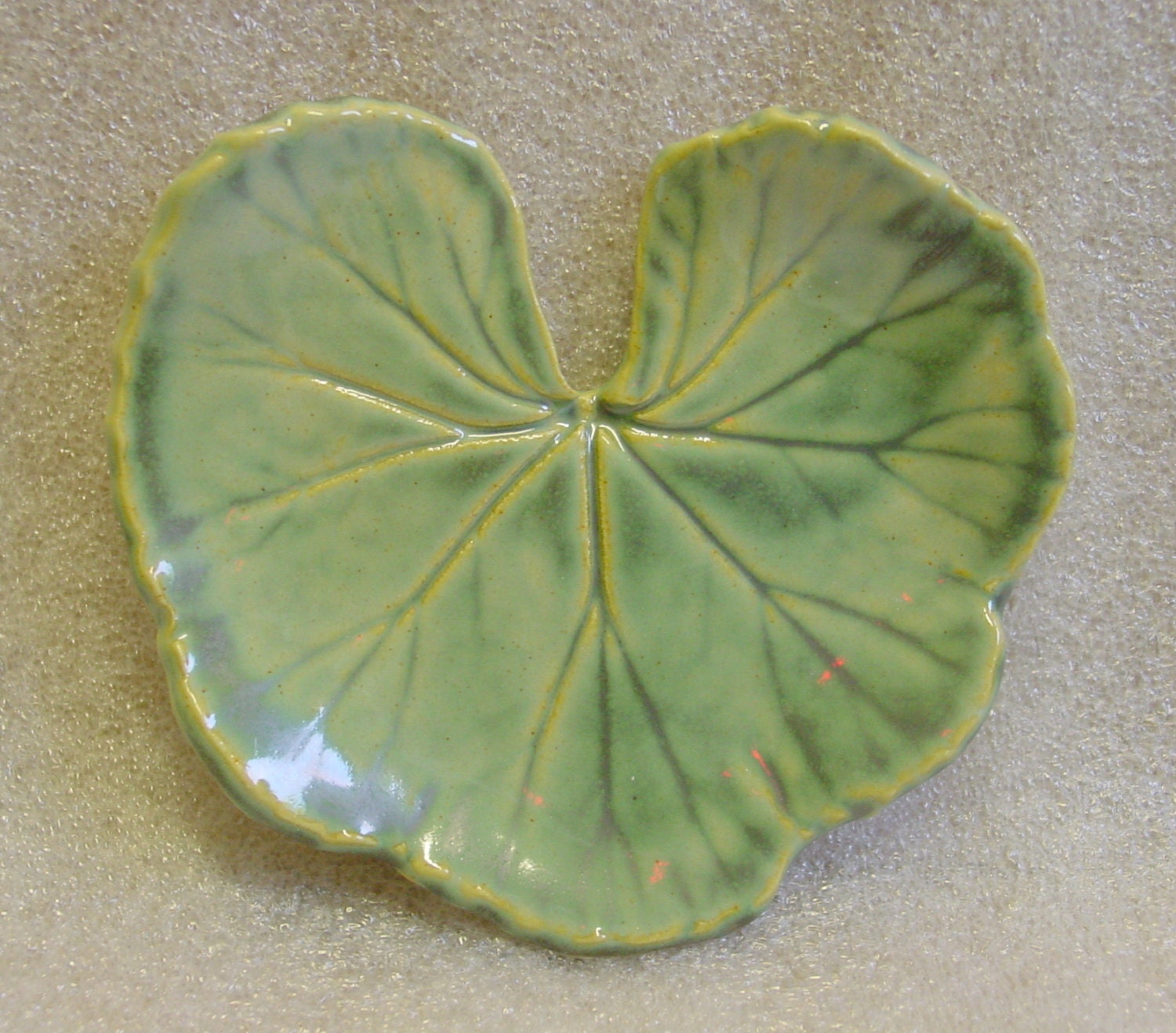 Sage Green Handmade Pottery Leaf Trinket Tray Spoon Rest