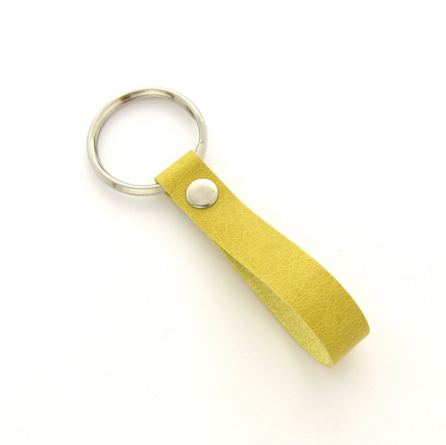 Yellow Leather Loop Keychain Handmade Key Fob Simple by AnchorRoad