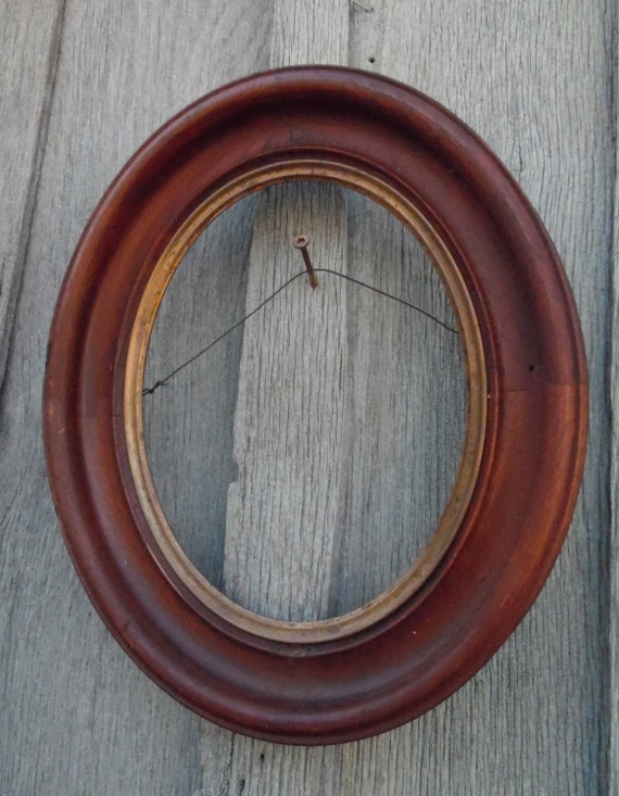 Vintage Solid Walnut Wood Oval Picture Frame by thecherrychic