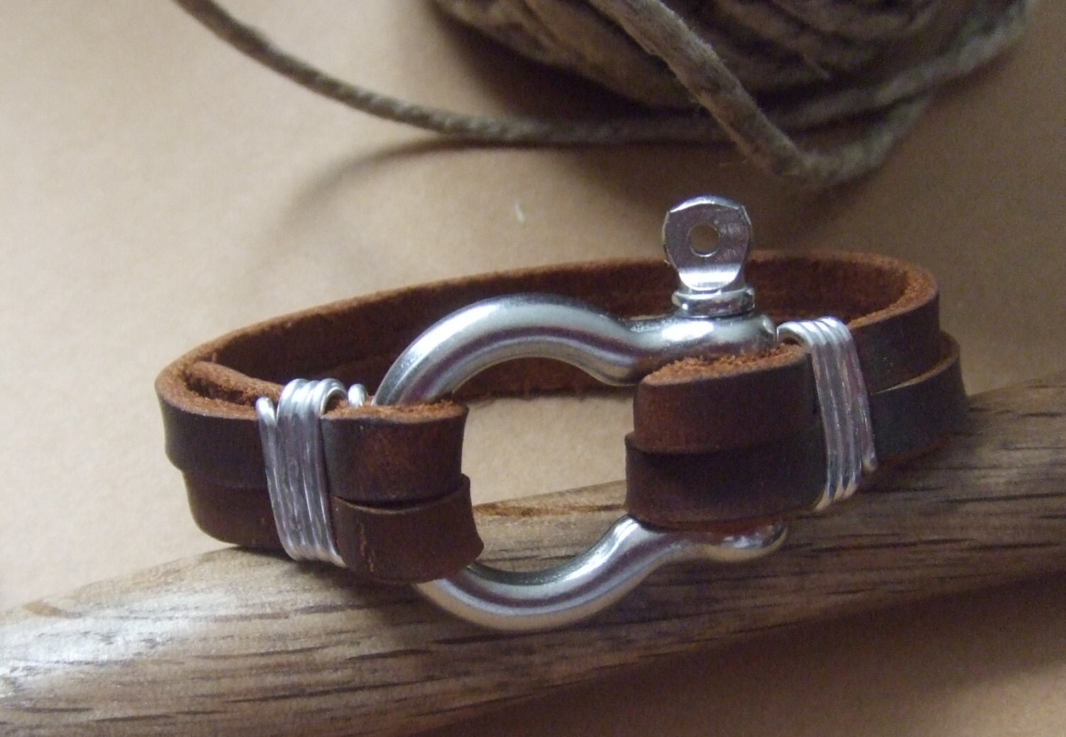 Anchor Shackle Bracelet Men's Leather Bracelet Anchor