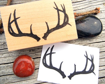 Buck Deer Antler Rubber Stamp - Handmade by Blossom Stamps