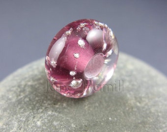 Lampwork art glass BHB, charm bead, donut "Amethyst Twinkle", FHFteam Y3, GBUK