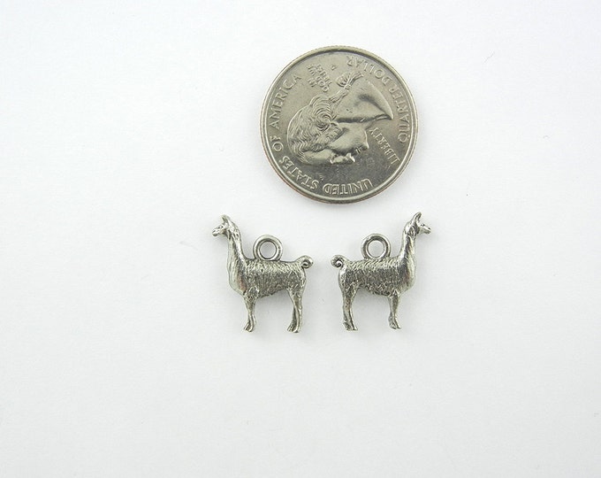 Pair of Pewter Llama Charms Animal Jewelry Supplies