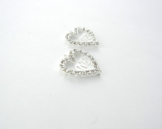 Pair of Small Silver-tone Cut-out Heart Charms with the Word Love