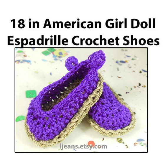 18 in Purple American Gril Doll Crochet Espadrille Shoes