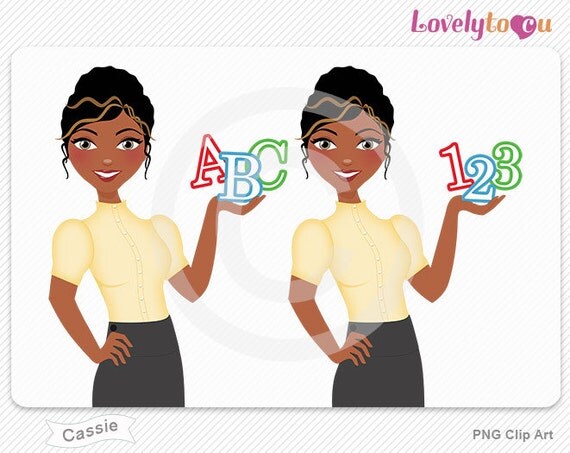 Teacher portrait clip art abc 123 digital PNG by Lovelytocu