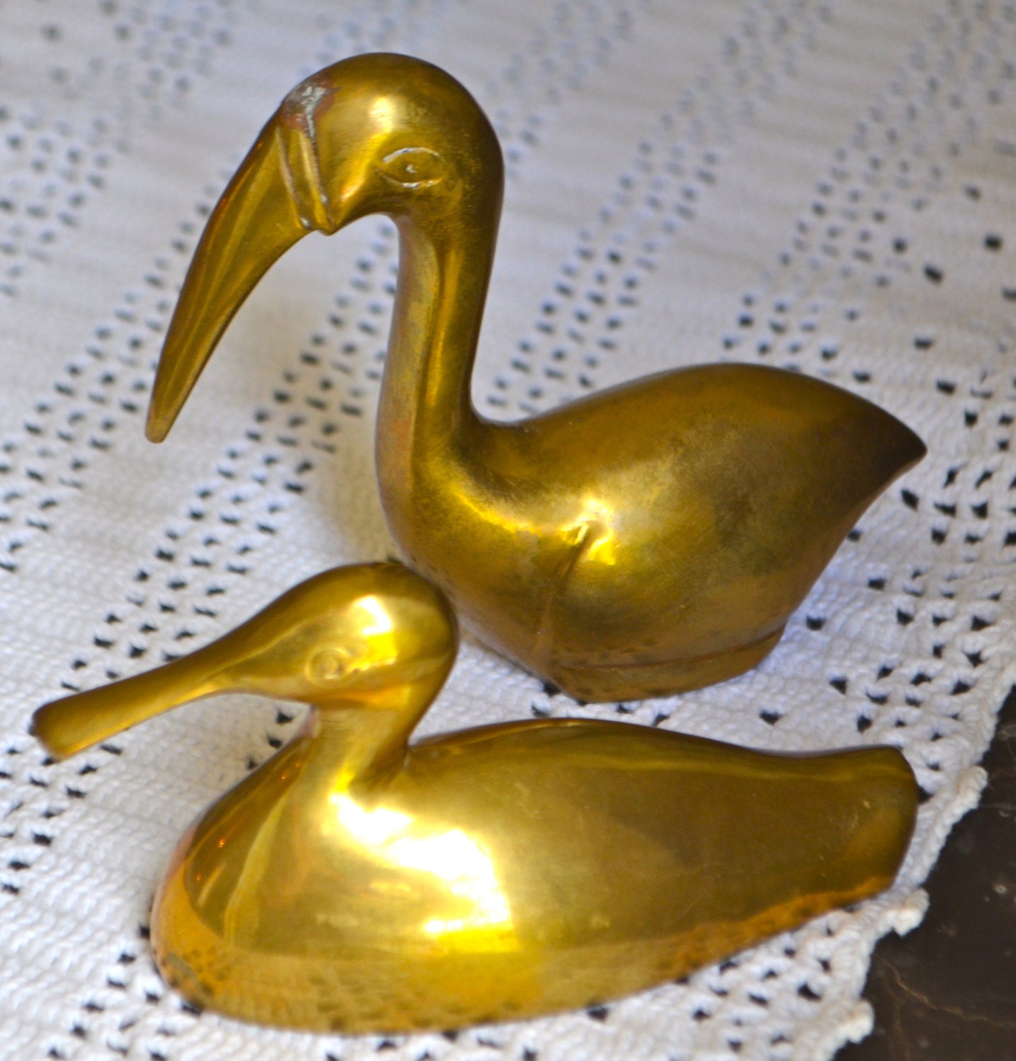 BOLD BRASS BIRDS Set of Two Solid Brass Bird by StudioVintage