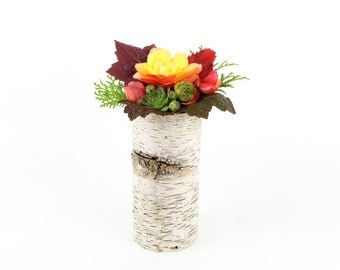 One large birch bark vase, personalize with free engraving, heart engraved vase