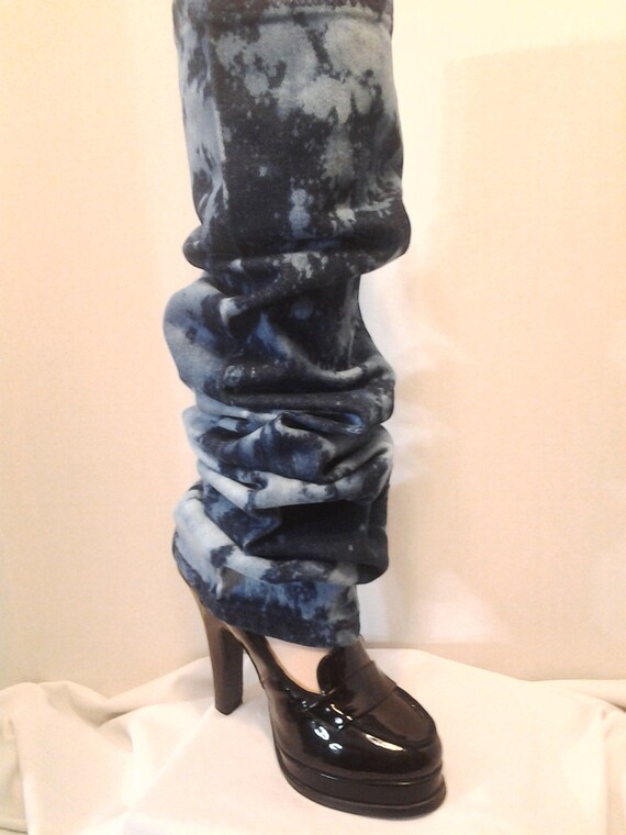 Faded Denim Leg Warmers, Womens Leg Warmers, Leg Warmers, Leggings, Womens Leggings, Leggens