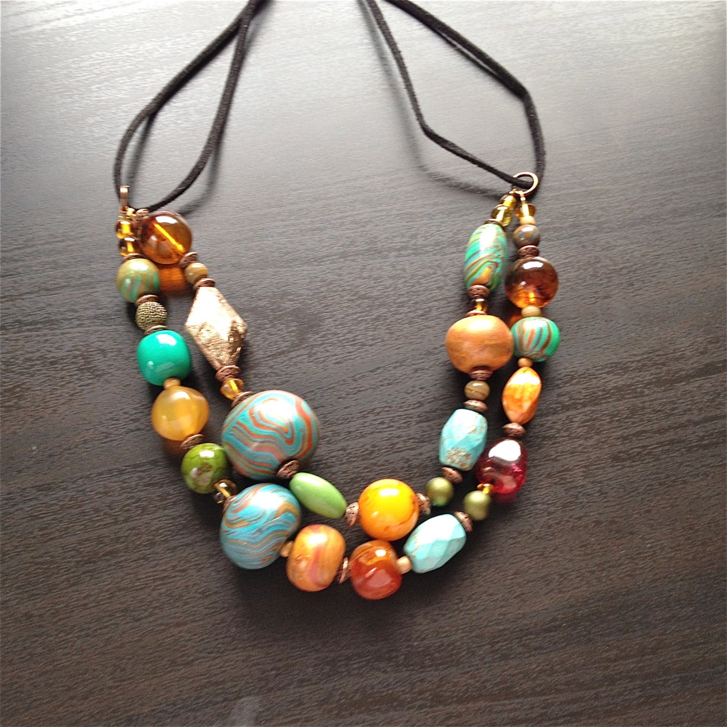 Polymer fimo clay necklace Fimo jewelry women bib jewelry
