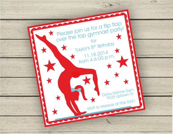 Printable Gymnastics Birthday Invitation by Madeline Lewis Designs ...