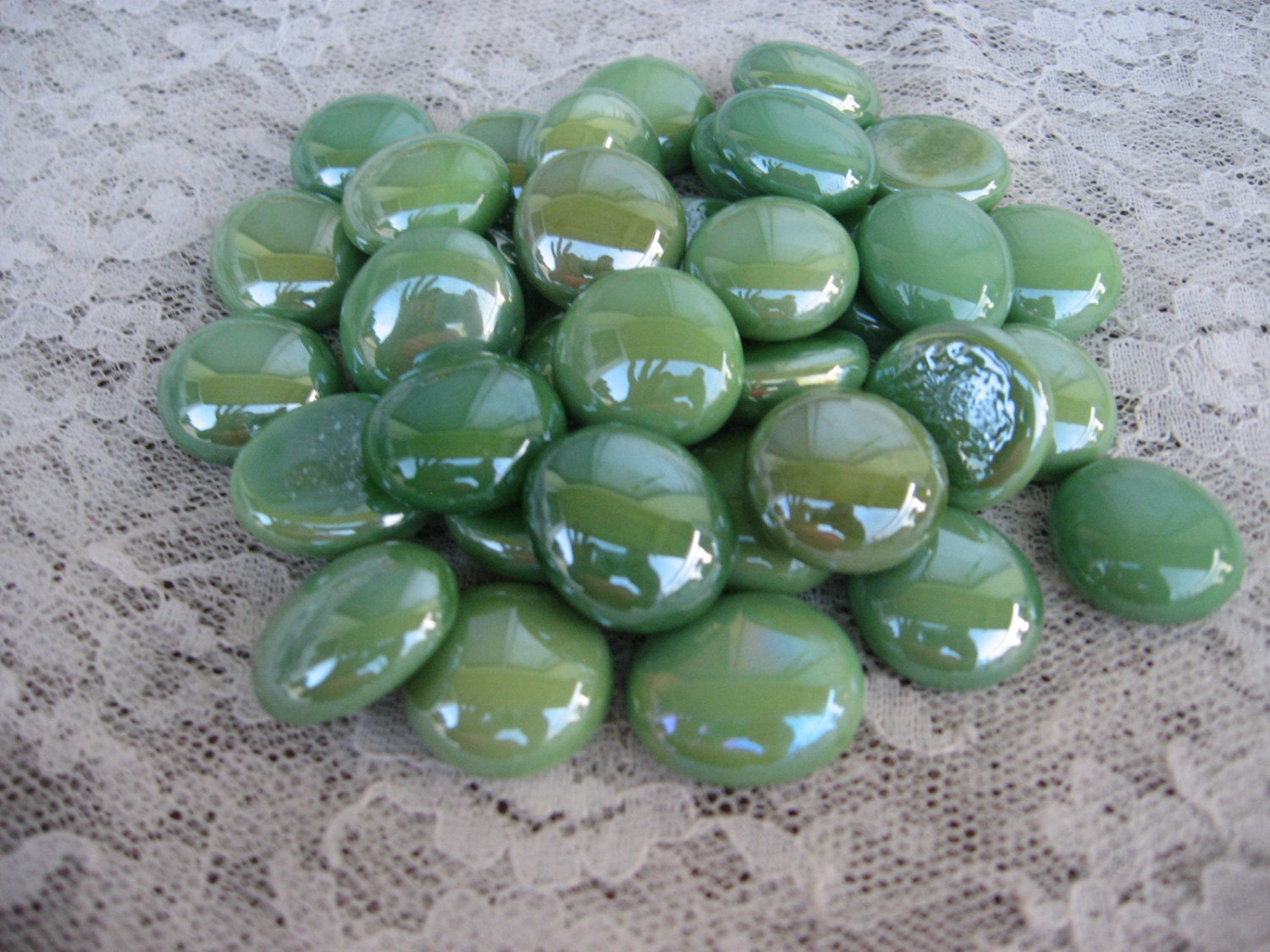 Pretty Iridized Green Glass Gems Iridized Green Glass Gems