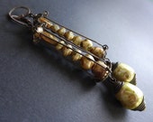 Many Moons. Rustic victorian tribal vintage baroque pearl cage earrings.