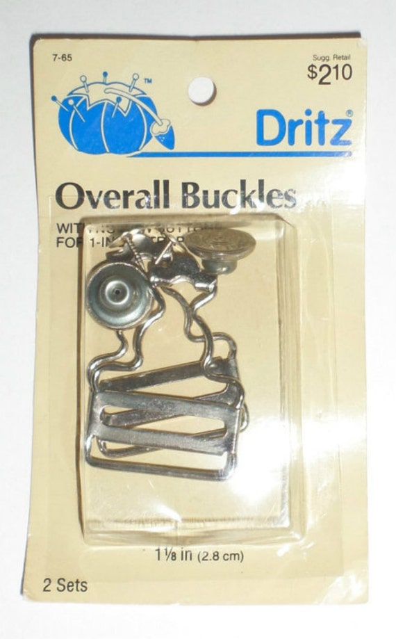 Dritz Overall Buckles With No Sew Buttons Silver Tone