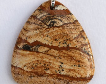 African Queen Picture Jasper Triangular-Shaped Pendant - Gallery Quality