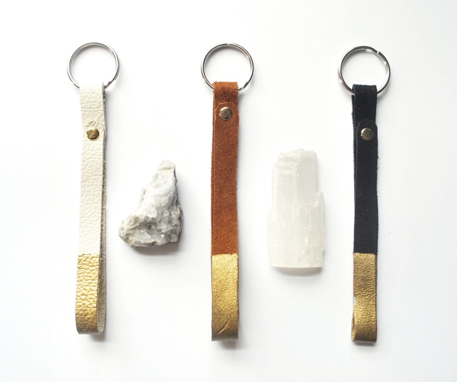 HandPainted Leather Keychain Wristlet w/ Silver Key Ring