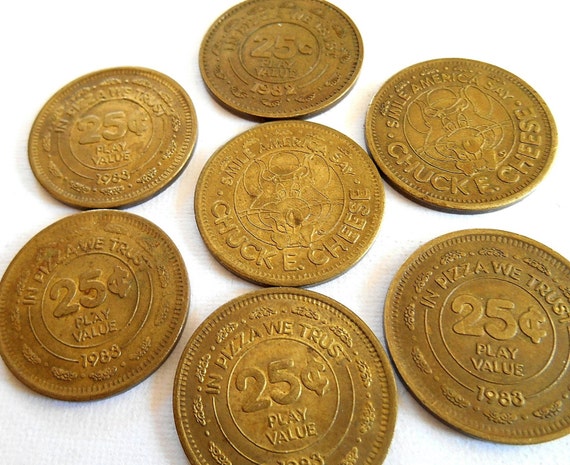 7 Chuck E Cheese Token Coins 25 Cent by moosehornvintage on Etsy