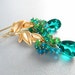 Teal Green Quartz, Apatite, Topaz and Onyx Cluster Gold Fill Earrings