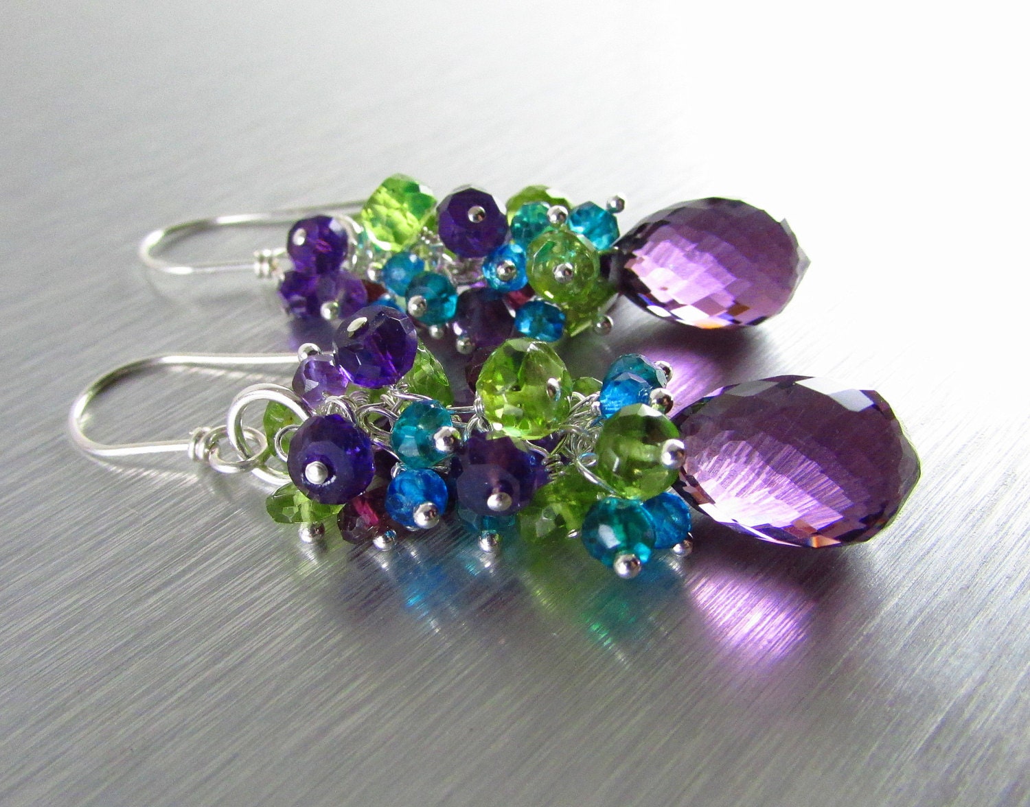 25 OFF Colorful Gemstone Earrings Peridot Amethyst Garnet