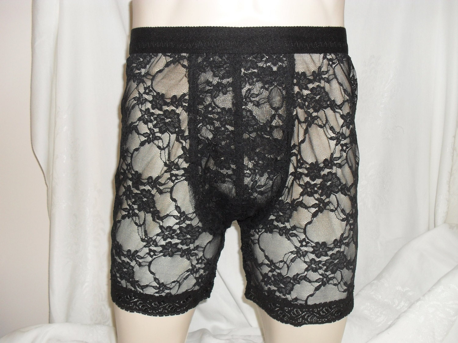 Men's Black Lace Trunks Boxers