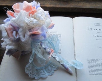 Bridal Bouquet *Vintage Fabric Pom Bouquet, Wedding Bouquets, Vintage Fabric Flowers