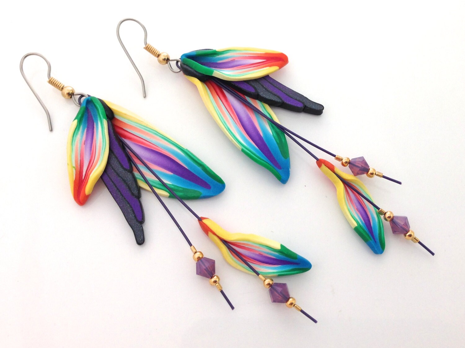 Fimo Earrings Polymer clay earrings beads swarovski crystal