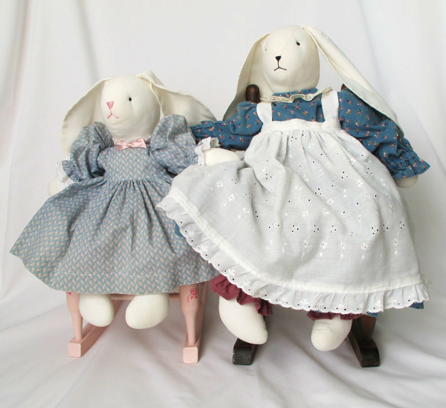 Vintage Bunny Dolls Mother and Baby Stuffed Rabbit Doll in