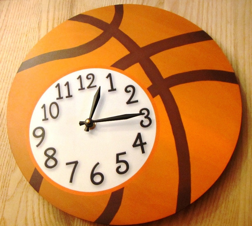 Basketball Sports Wooden WALL CLOCK for Kids Bedroom Baby