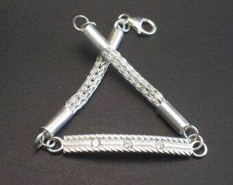 Sterling Silver and CZ Viking Knit Bracelet