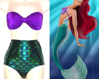 Mermaid Bathing Suit // Mermaid Ariel Strapless Swimsuit for Women MADE TO ORDER