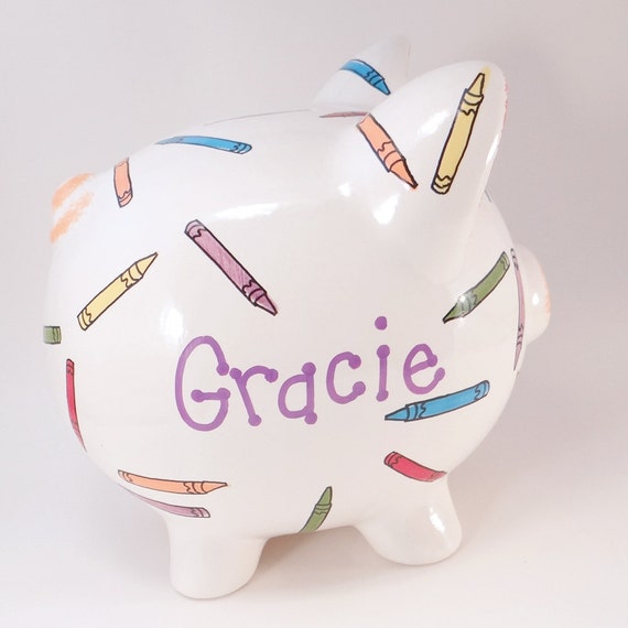 Crayon Piggy Bank Personalized Piggy Bank Coloring Piggy