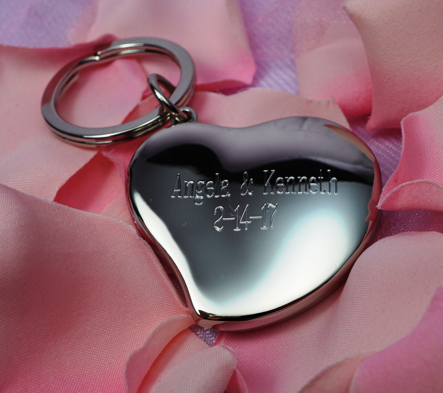 Personalized Heart Locket Key Chain Engraved Keychain