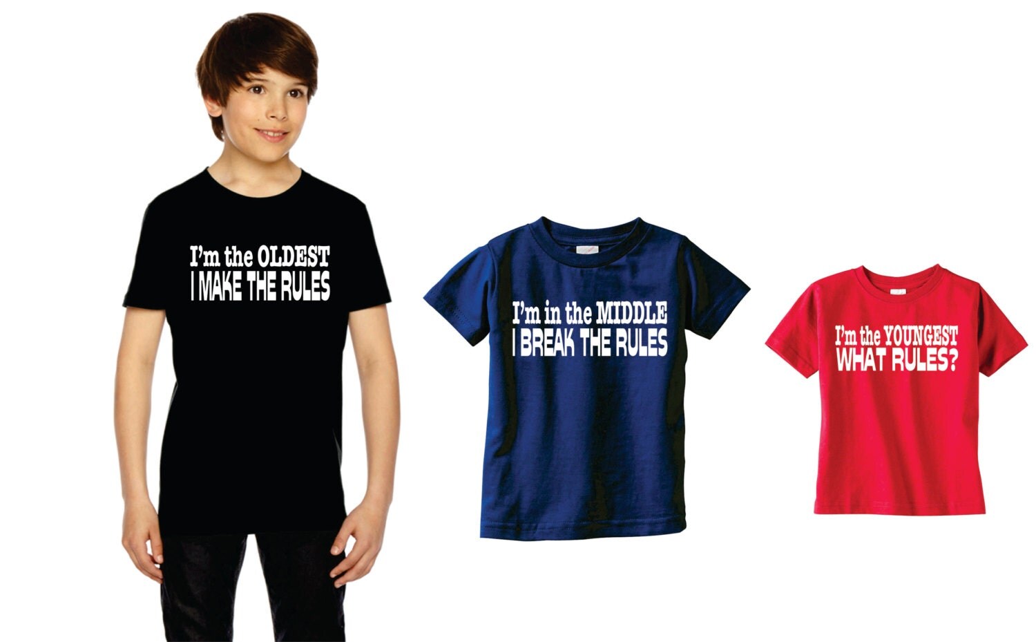 Funny Set Of 3 Sibling Shirts Oldest Middle Youngest