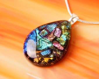 Handmade Dichroic Fused Glass Necklace