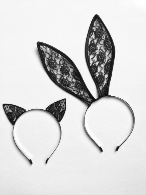 Lace Bunny Ears Headband In Black Lace By Loveatfirstblush On Etsy