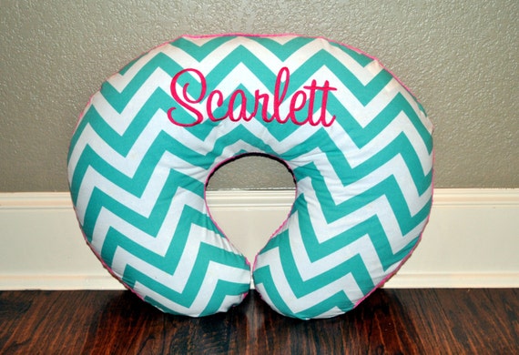 Chevron Nursing Pillow Cover with Your Choice of Minky Dot Backing - with Zipper Closure