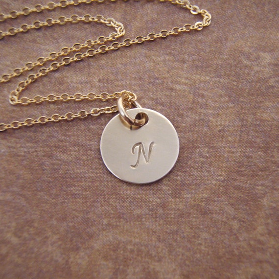 Dainty gold initial necklace Gold initial by filigreepheasant
