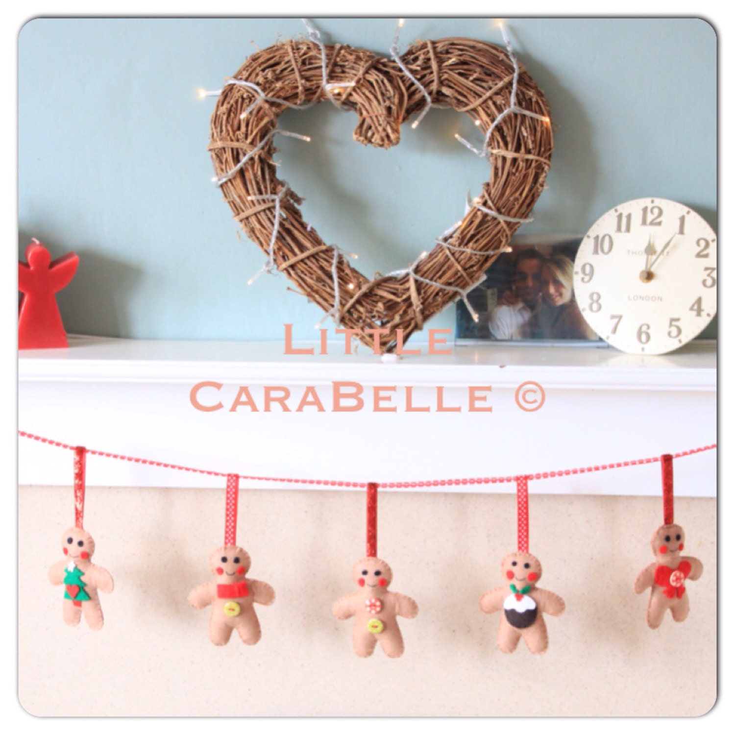 Christmas garland, handmade, Gingerbread man, Felt Decorations 