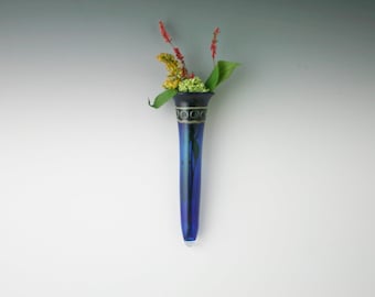 Wall Pocket- Hand Blown Glass Wall Planter - Lampwork Wall Sconce - Unique Mother's Day Gift - Hanging Vase