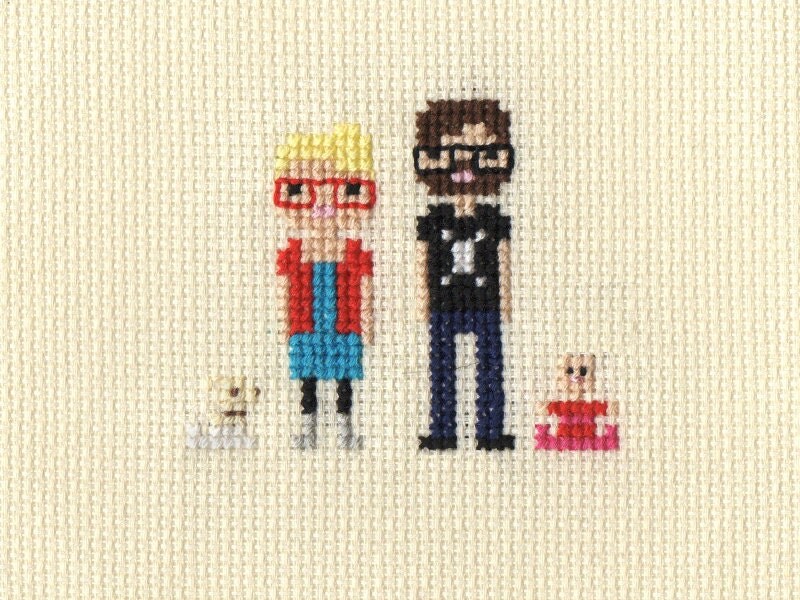 New Baby / Christening Custom Pixel Cross Stitch Portrait