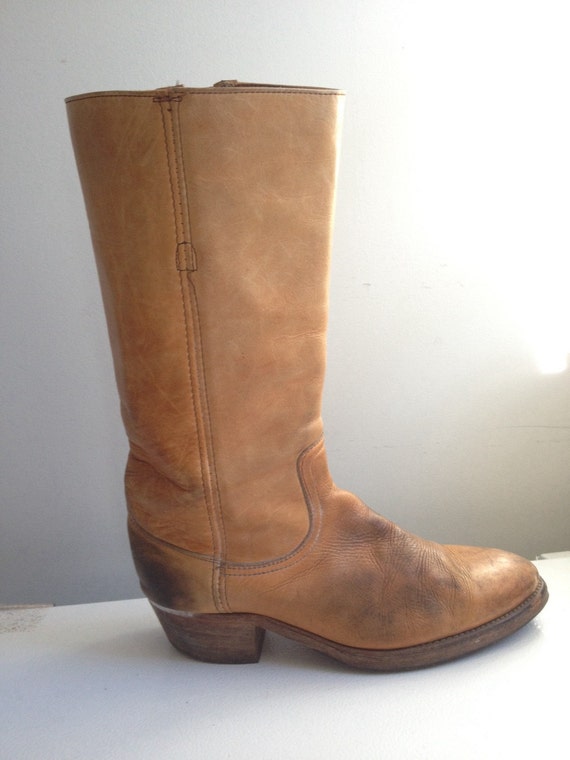 70s Frye Boots Destroyed Leather Boots Mens 9 by MileZeroVintage