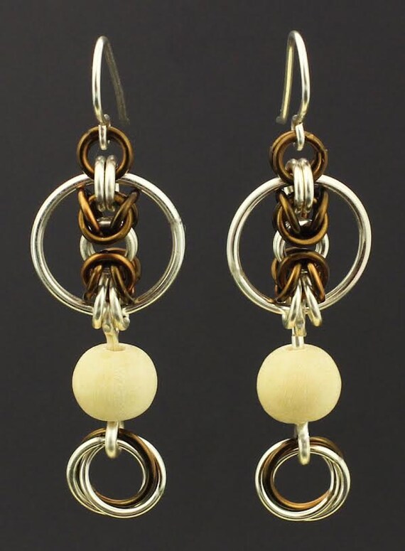 Byzantine Circles Earring Kit with Natural Cheesewood Beads